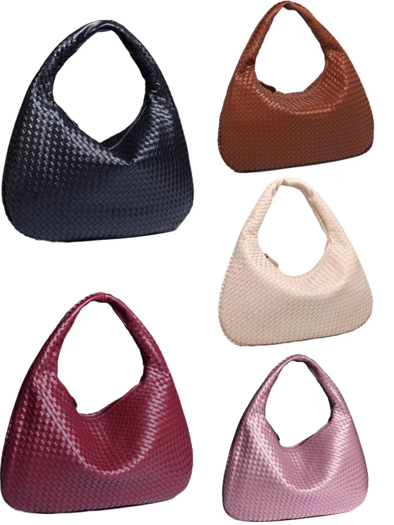 Black Woven Leather Hobo Bag Intrecciato Style Large Shoulder Tote Zip Closure | Women Luxury Designer Inspired Handwoven Handbag Everyday Casual Purse