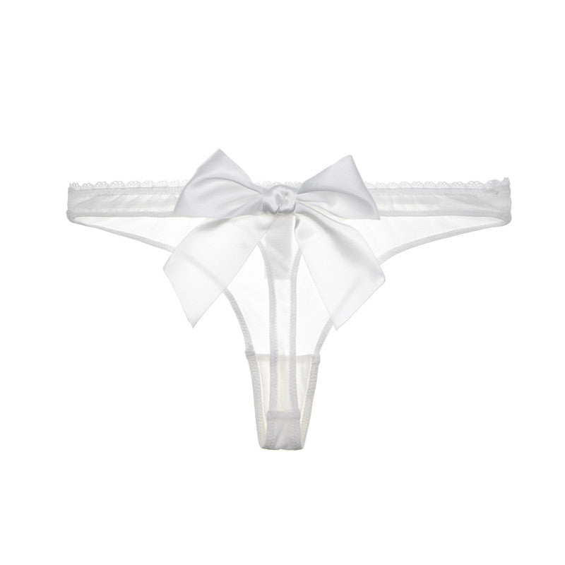 Women's Burgundy Lace Thong with Satin Bow | Sheer Mesh Floral Lace Panty | Sexy Lingerie Underwear