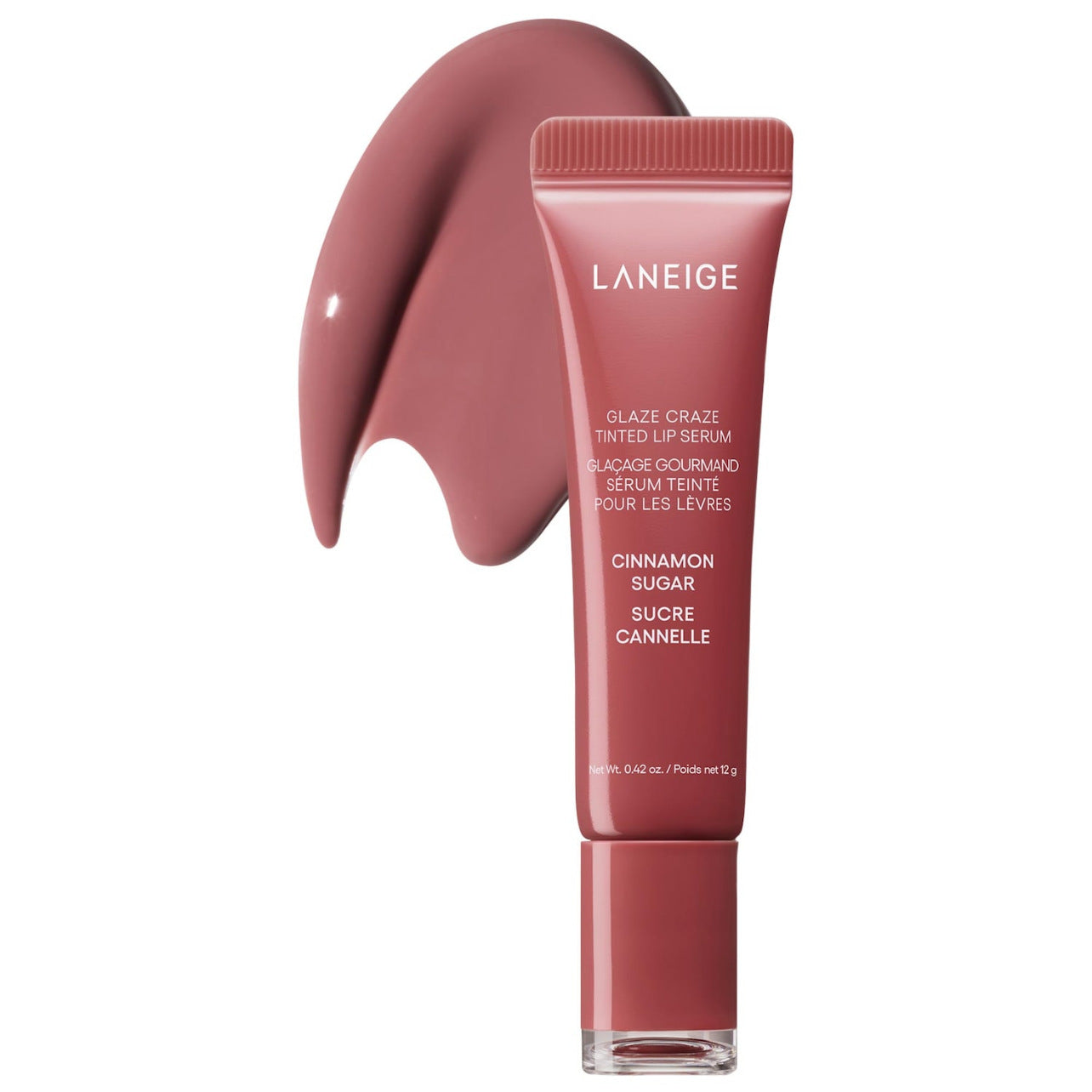 Laneige Glaze Craze Tinted Lip Serum | Hydrating Glossy Lip Serum Cinnamon Sugar Chocolate Peach 12g