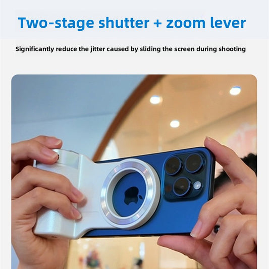 PH-80 MagSafe Phone Camera Grip Handle with Bluetooth Shutter - Magnetic Smartphone Photography Stabilizer Holder for iPhone - Content Creator Vlog Video Shooting Rig - White