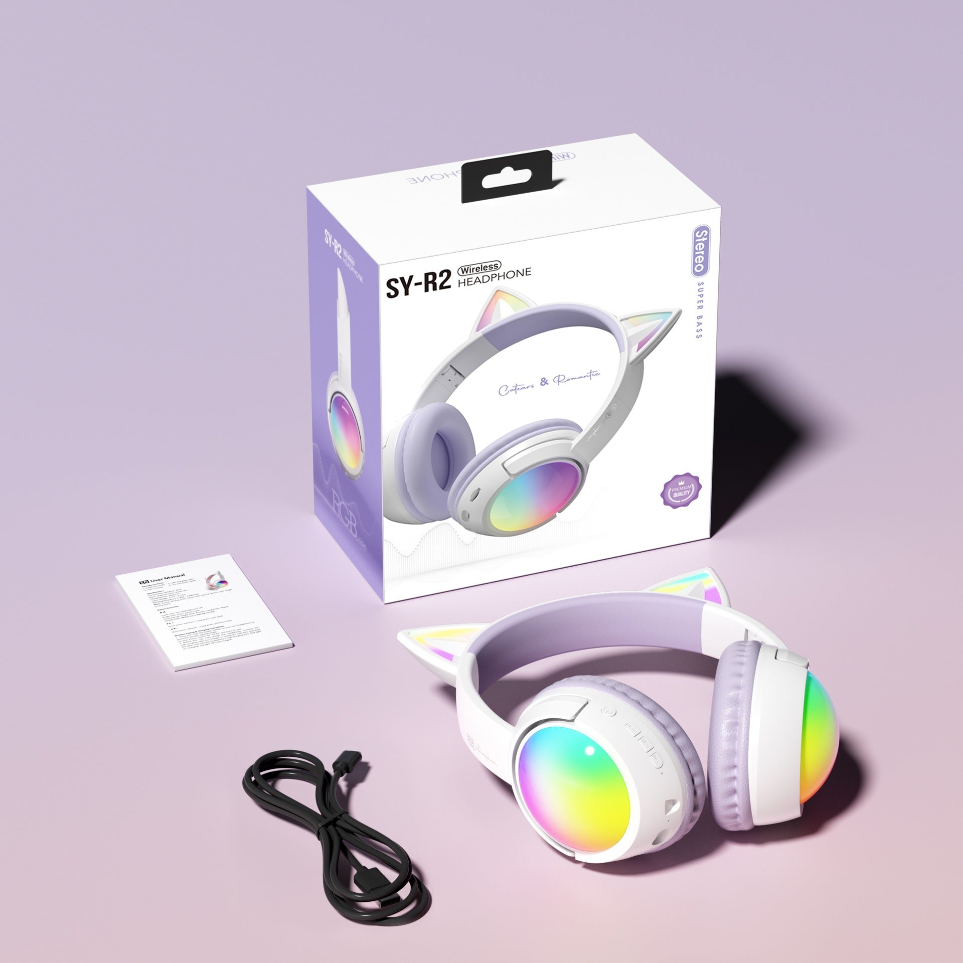 Wireless Bluetooth Over-Ear Headphones 6D Immersive Stereo Sound Foldable On-Ear Headset with Wired Mode USB Charging Cable Mic for Music Gaming Travel School - SY-T4
