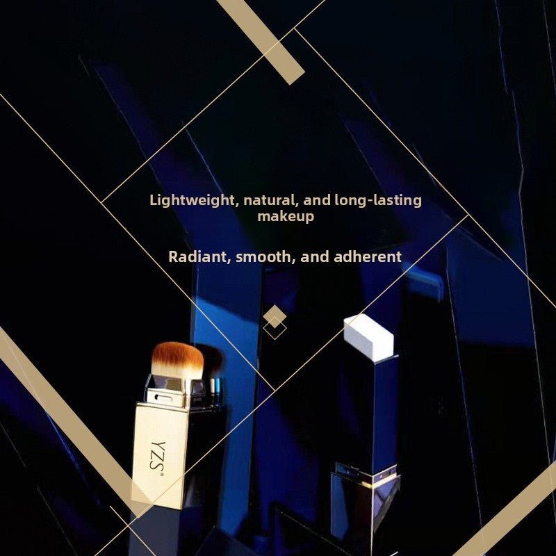 YZS 2-in-1 Luxury Foundation Concealer Stick with Built-In Brush | Navy Blue Gold Premium Makeup Stick | Full Coverage Flawless Complexion Blending Foundation | Long Lasting Natural Finish for All Skin Types