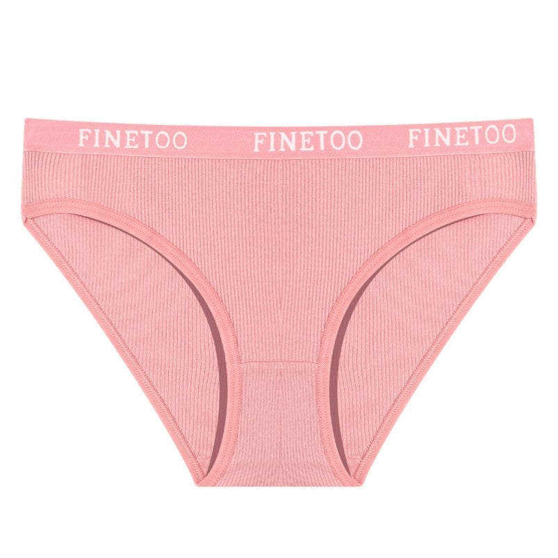 FINETOO 3 قطع سراويل داخلية قطنية مضلعة للنساء، طقم سراويل داخلية ناعمة وضيقة، حزام خصر بشعار، ملابس داخلية يومية، لون أسود