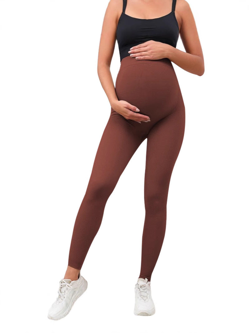 High Waist Maternity Leggings | High Elastic Over Bump Belly Support Pregnancy Pants | Slim Fit Full Length Seamless Maternity Tights | Black All Trimesters