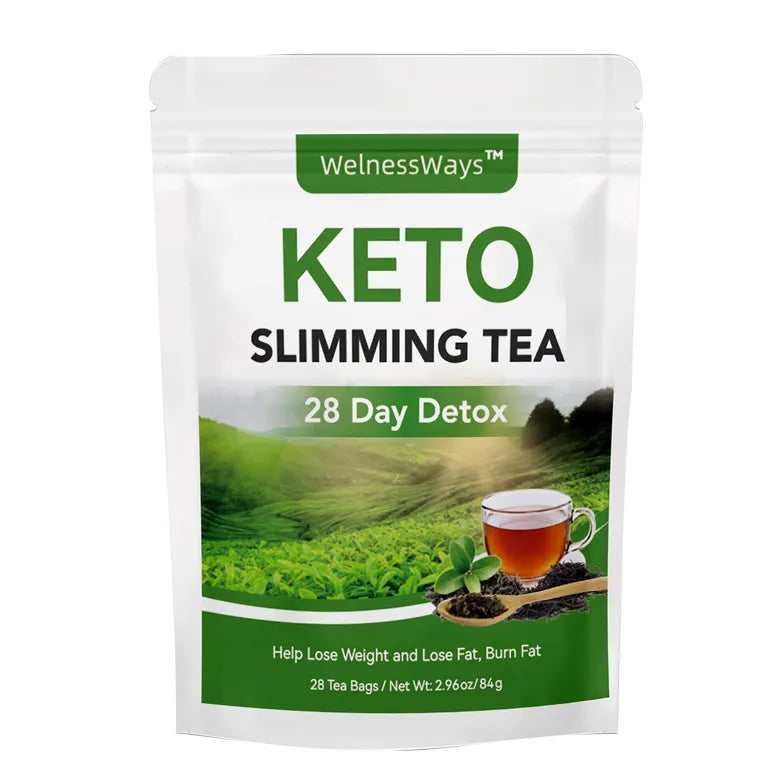 WelnessWays Keto Slimming Tea Set of 3 | 28 Day Detox Weight Loss Tea | Fat Burning Herbal Tea Bags | 3 x 28 Bags