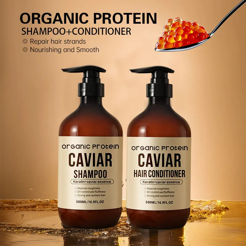 Organic Protein Caviar Hair Care Set of 3 | Keratin Caviar Shampoo Conditioner Hair Mask | Smoothing Repair Hair Treatment UK UAE USA