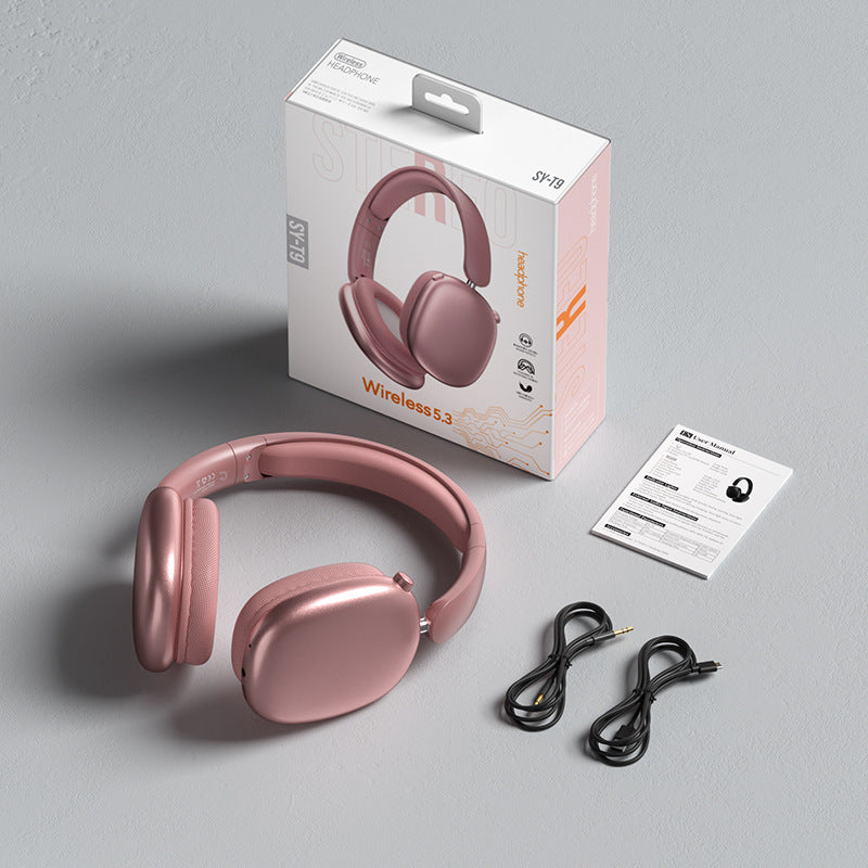 Wireless Bluetooth Over-Ear Headphones 6D Immersive Stereo Sound Foldable On-Ear Headset with Wired Mode USB Charging Cable Mic for Music Gaming Travel School - SY-T4