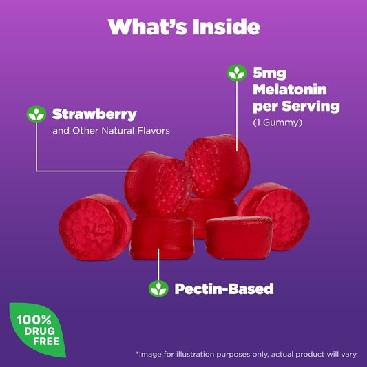 Melatonin 5mg Gummies Erdbeere | Natürliche Schlafhilfe 60 Stück