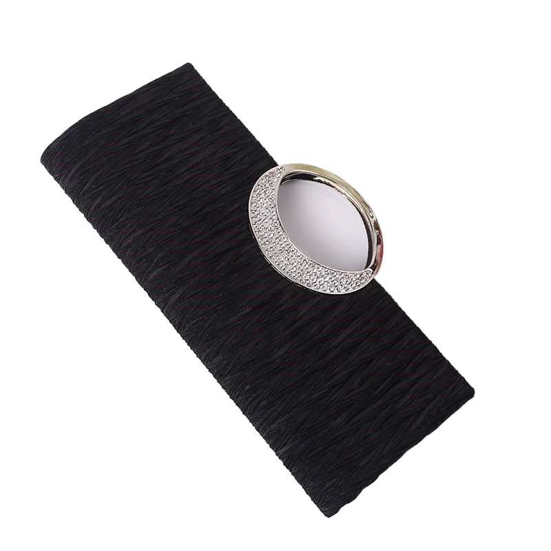 Black Elastic Waist Belt - Wide Stretch Belt with Rhinestone Circle Buckle | Cinch Belt for Dresses