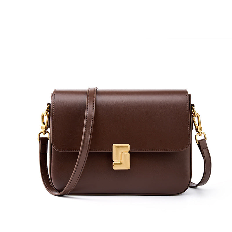 Black Leather Shoulder Bag with Gold Hardware | Designer Handbag