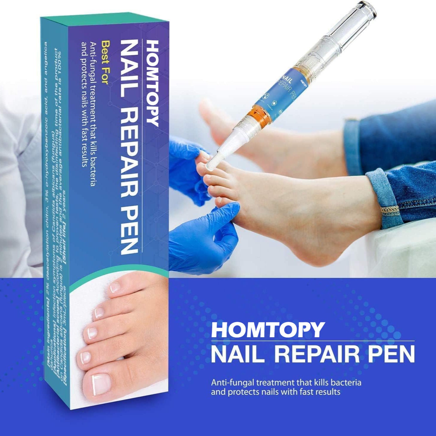 HOMTOPY Antifungal Nail Repair Pen 4-Pack | Nail Fungus Treatment Pen | Fast Results Toenail Restoration Serum Pen