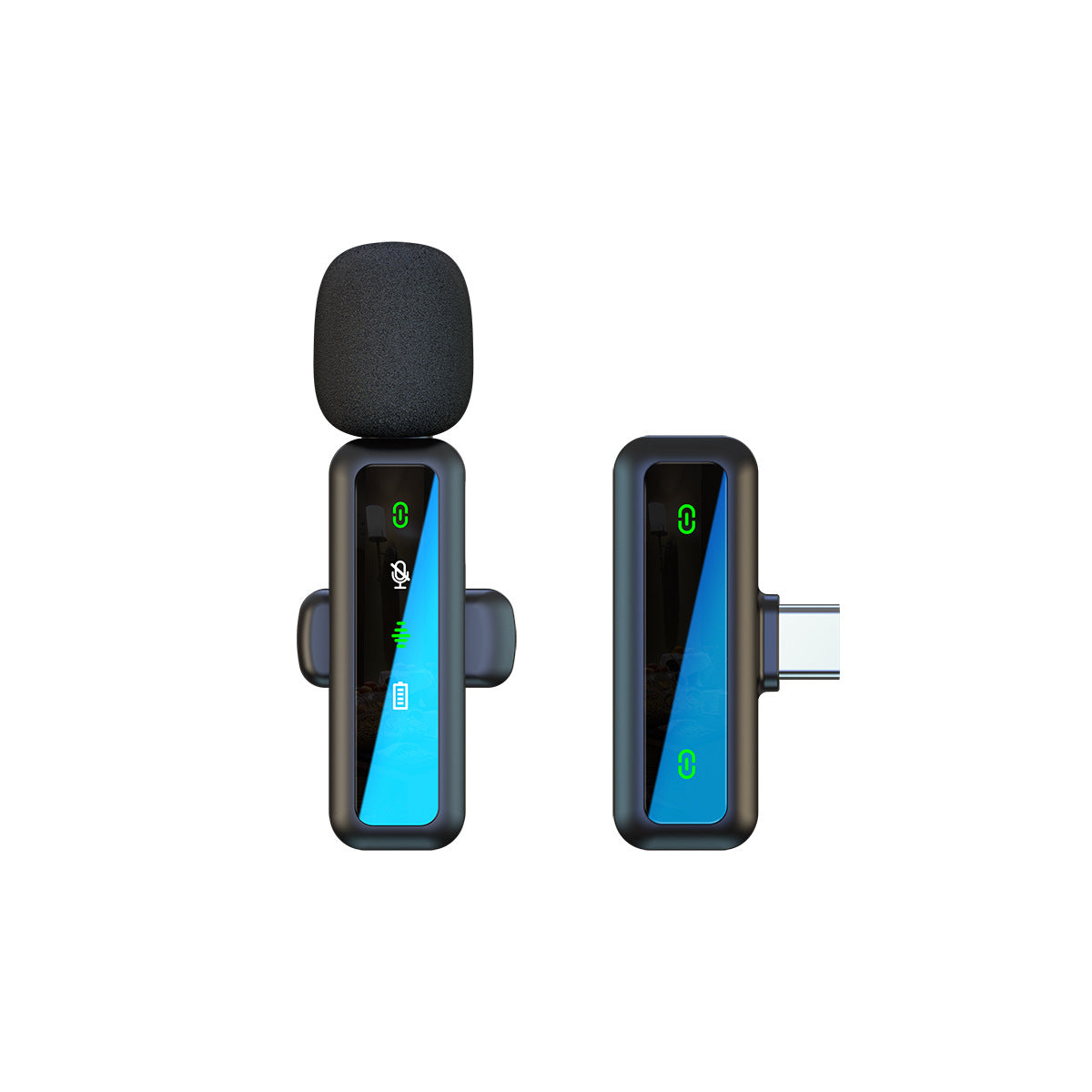 Dual Wireless Lavalier Microphone Kit | LED Display | 2 Clip-On Mics & 3-in-1 Receiver for iPhone Lightning, USB-C & 3.5mm | Fur Windscreen Vlog & Interview Set
