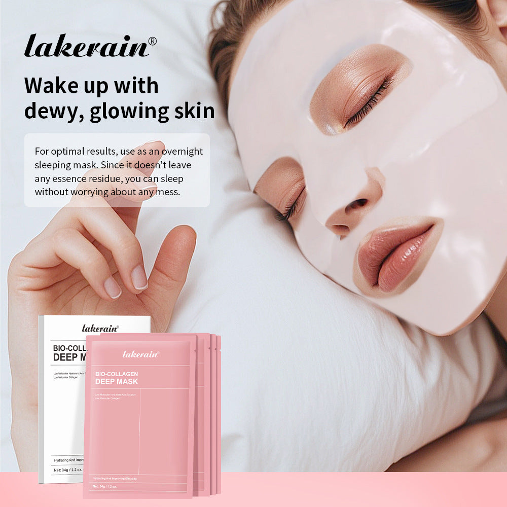 Lakerain Bio-Collagen Deep Mask | Hyaluronic Acid Hydrating Face Sheet Mask for Firming & Elasticity ? 4 Pcs Set