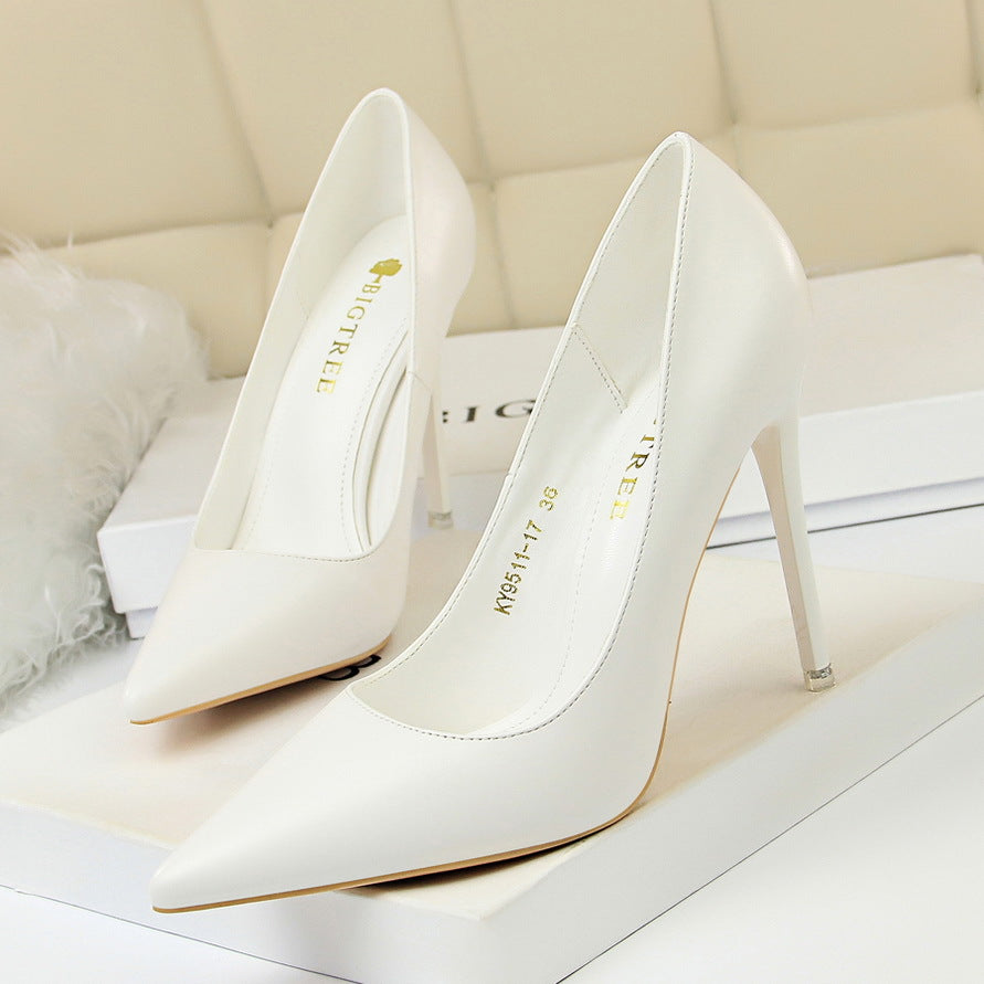 Black Matte Leather Pointed Toe Stiletto Pumps | Women's Classic High Heel Court Shoes