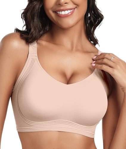 Women's Seamless Wireless Bra | Padded V-Neck No Underwire Comfort Bra | Soft Supportive Everyday Bralette Lavender