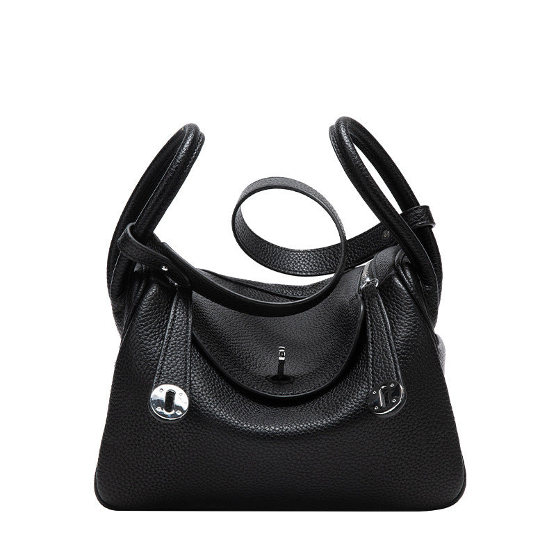 Taupe Leather Crossbody Bag with Flap Closure & Gold Hardware | Small Messenger Bag