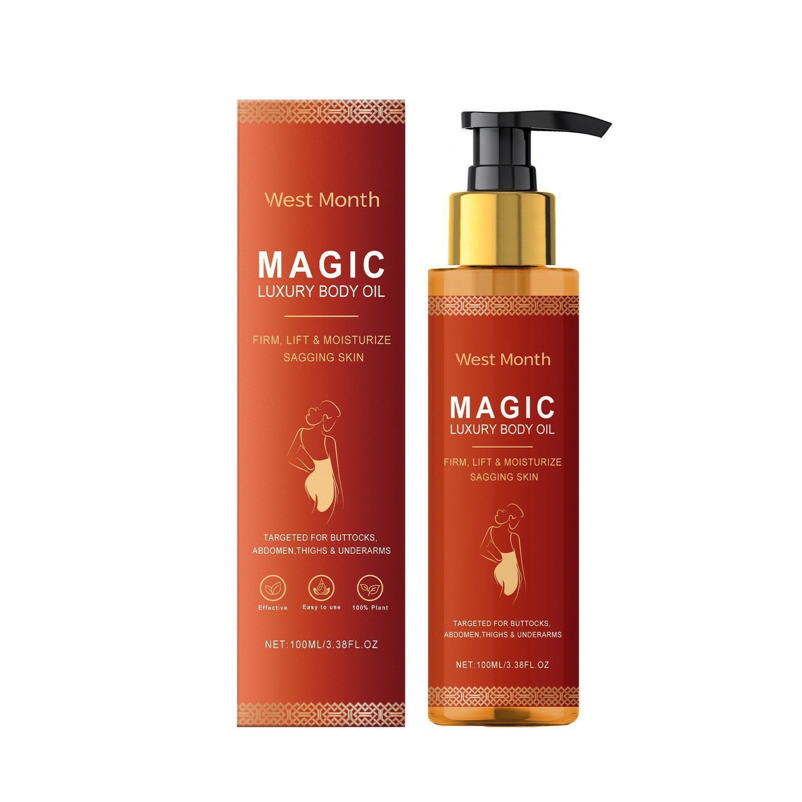 West Month Magic Luxury Body Oil | Firm, Lift & Moisturize Sagging Skin ? 100% Plant-Based, 100ml