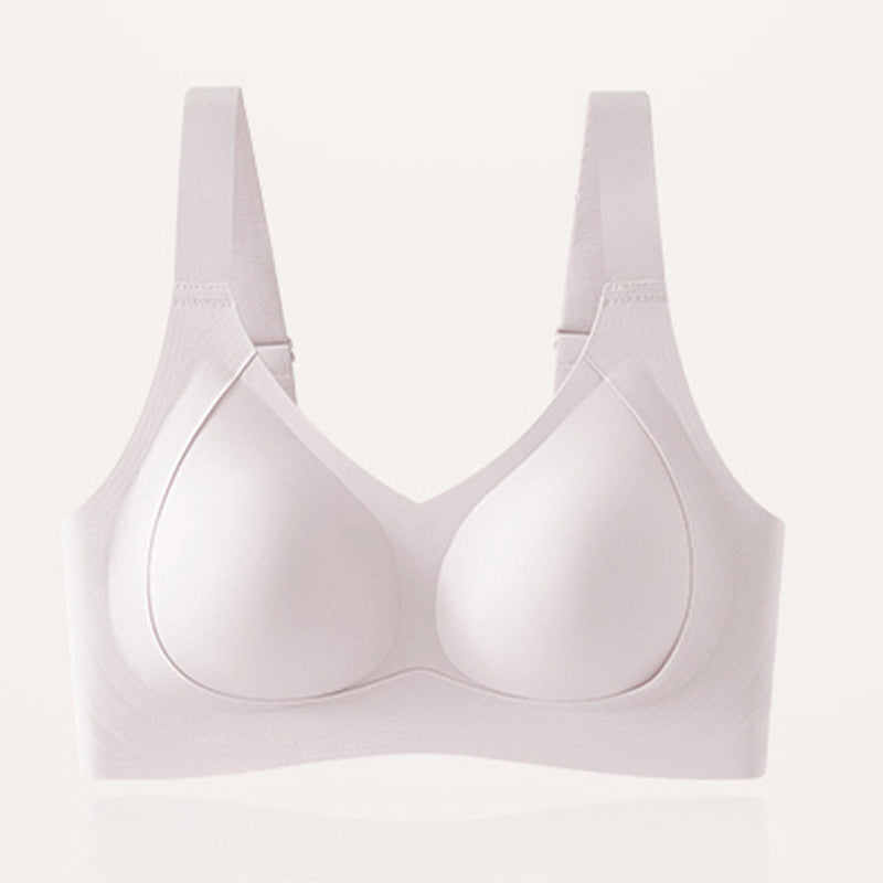 Women's Nude Seamless Wireless Bra with Wide Adjustable Straps, Smooth Molded Cups and Full Coverage Fit