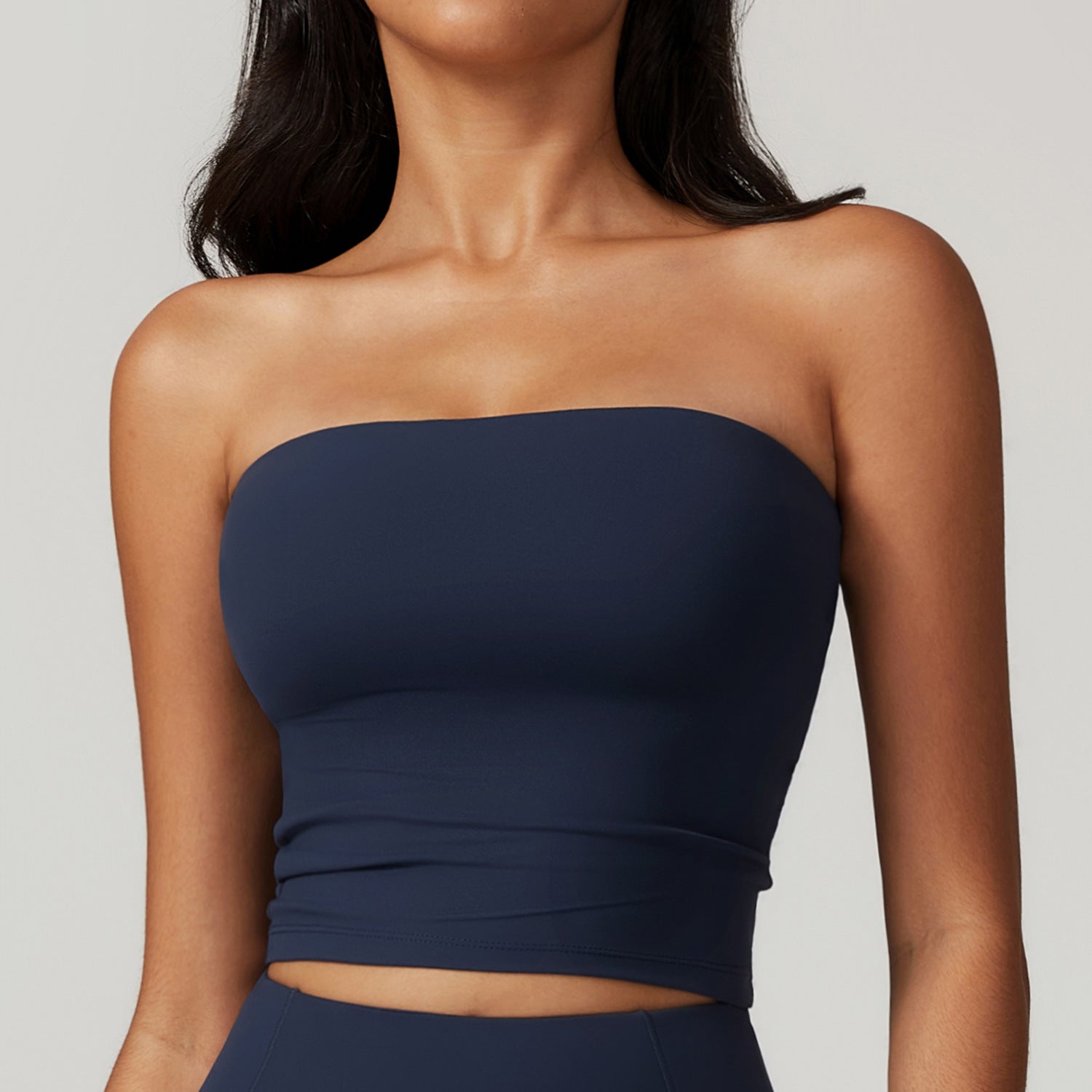 White Seamless Tube Top for Women | Strapless Bandeau Crop Top | Yoga Activewear Going Out Top