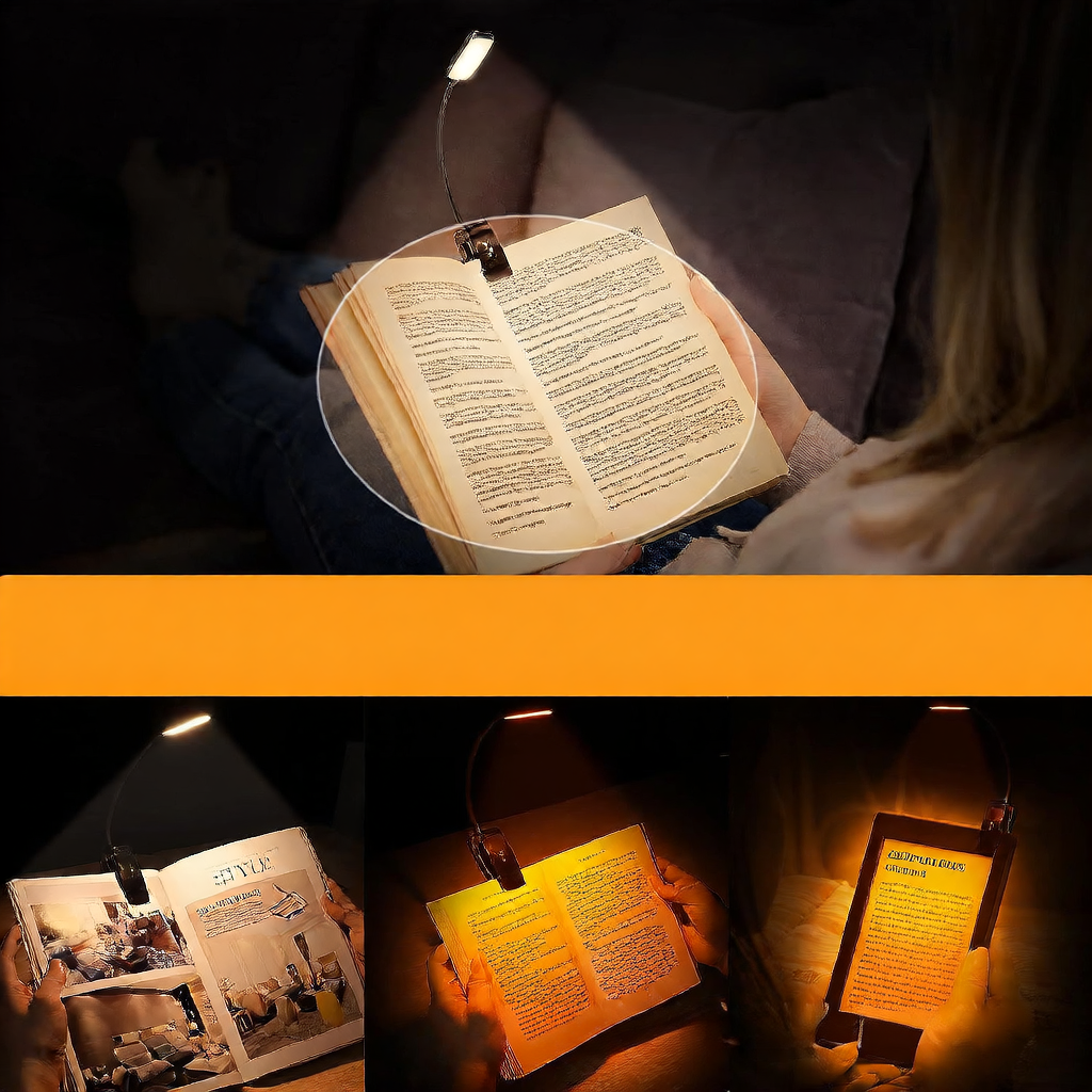 Rechargeable Clip-On Book Reading Light | 3 Color Modes Flexible Gooseneck LED Bookmark Lamp