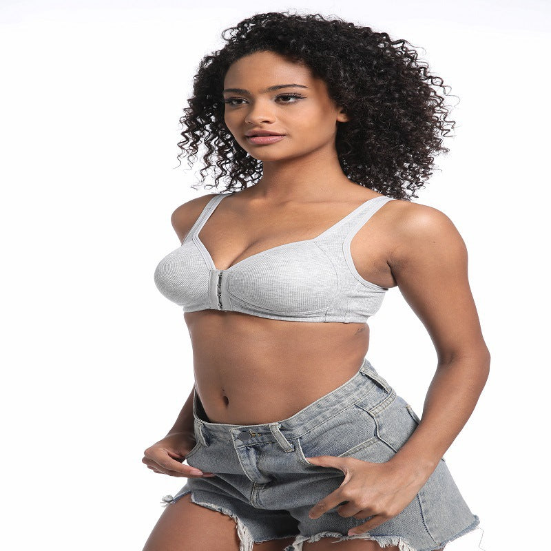 Women's Front Closure Wireless Bra | Wide Strap Ribbed Full Coverage Comfort Bra | Easy Hook Bra for Seniors