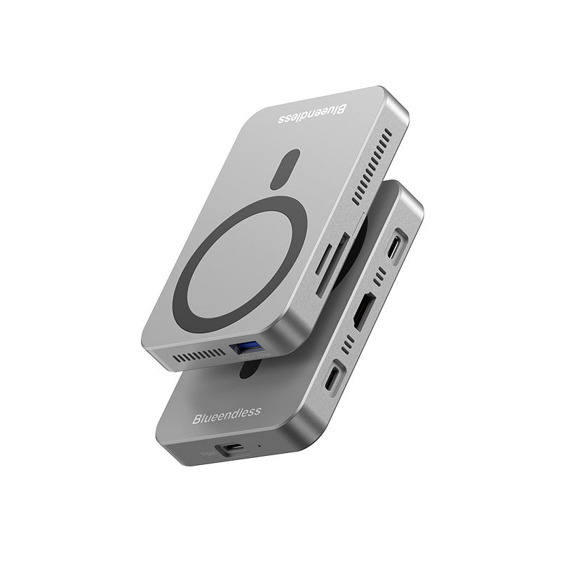 Magnetic 8-Port Docking Station with Hard Drive Enclosure & Built-In Turbo Fan | MagSafe iPhone Hub | 10Gbps USB-C SD Card Reader