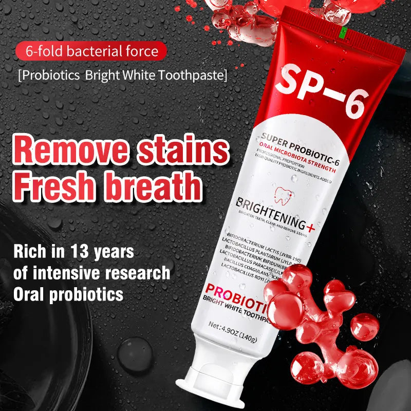 SP-6 Super Probiotic Whitening Toothpaste Set of 6 | Brightening+ Oral Microbiota Strength | 140g Each