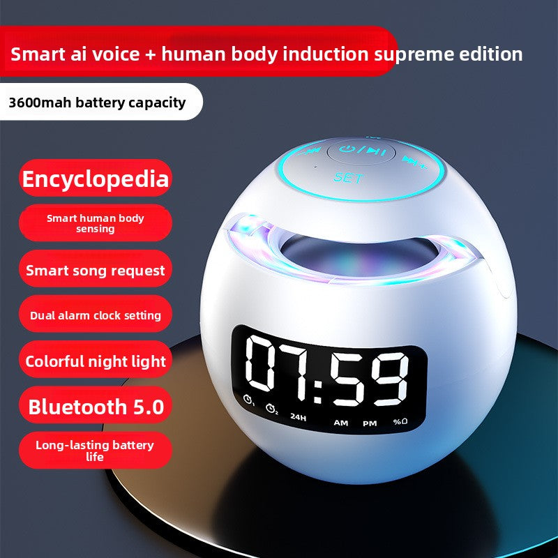 Digital Alarm Clock Spherical LED Display Dual Alarm 24H AM PM Mode Snooze Function Modern Ball Shape Desk Clock for Bedroom Home Office Bedside Table