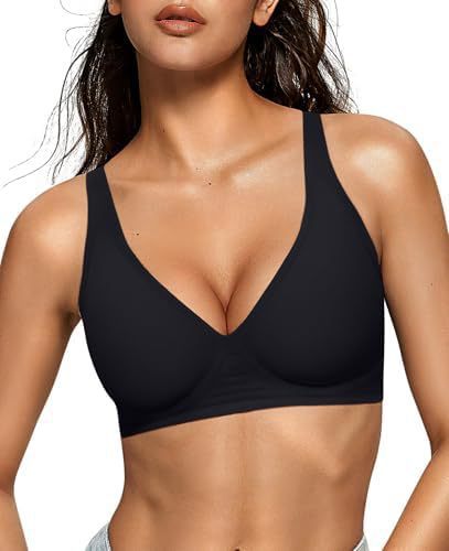 Wireless V-Neck Bralette | Seamless Comfort Everyday Bra for Women - Nude