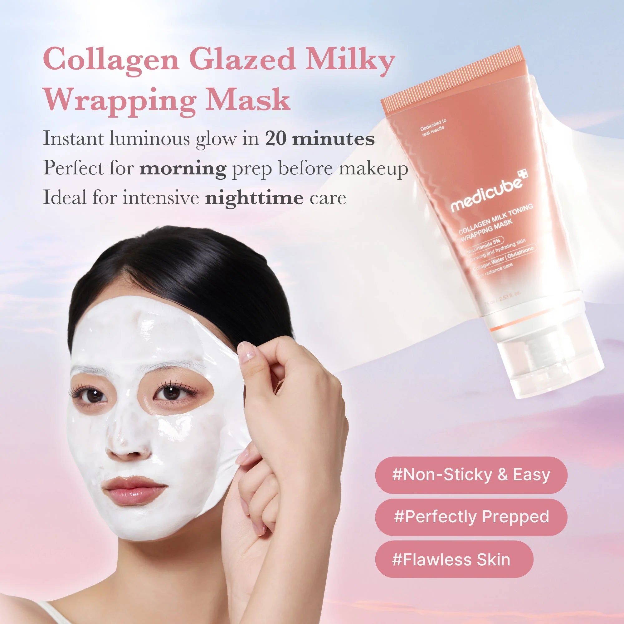 Medicube Collagen Milk Toning Wrapping Mask Buy One Get One Free | Niacinamide 5% Korean Skin Care Glow Mask
