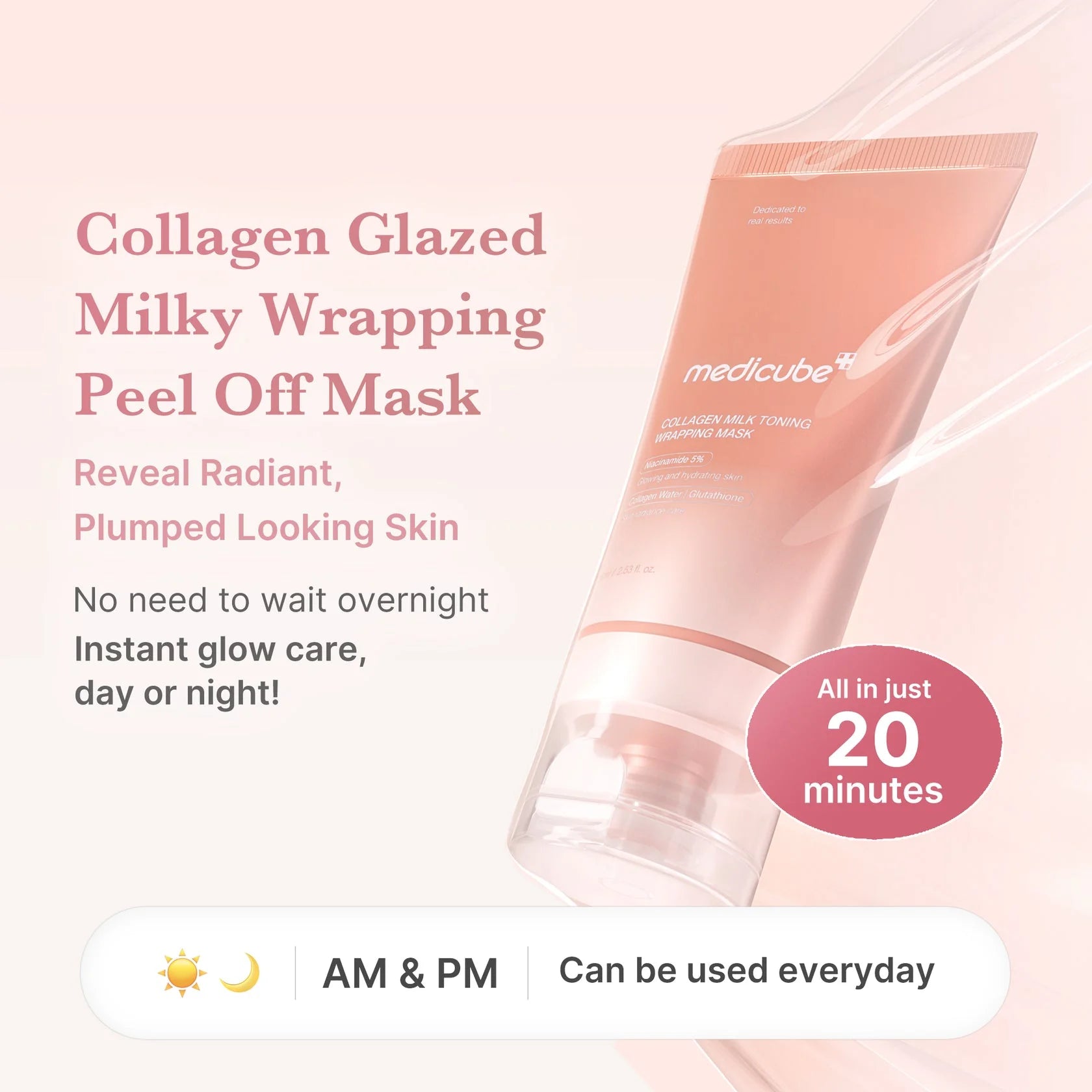 Medicube Collagen Milk Toning Wrapping Mask Buy One Get One Free | Niacinamide 5% Korean Skin Care Glow Mask