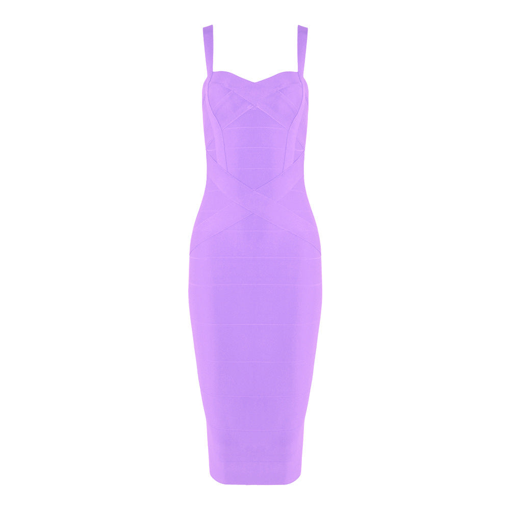 Women's Green Bandage Bodycon Midi Dress | Sweetheart Neck Strappy Sleeveless Club Party Dress | Figure Hugging Evening Wear