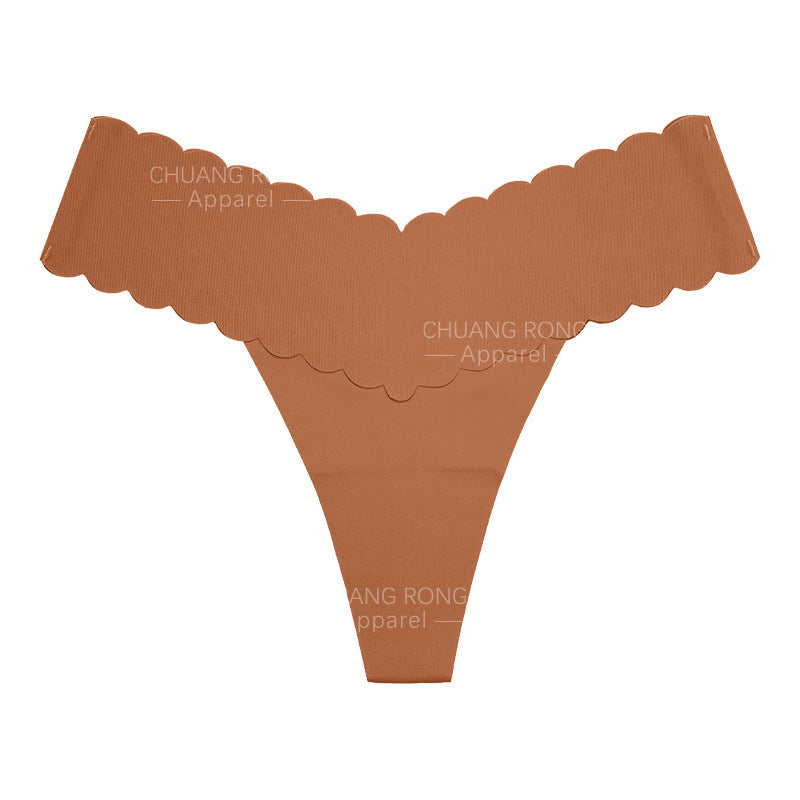 Women's Pink Seamless Panties | No-Show Scalloped Edge Underwear | Soft Invisible Briefs | Everyday Comfort