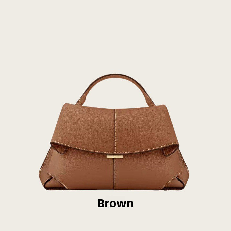 Pol�ne Num�ro Bag White | Structured Top Handle Flap Crossbody Handbag with Gold Hardware