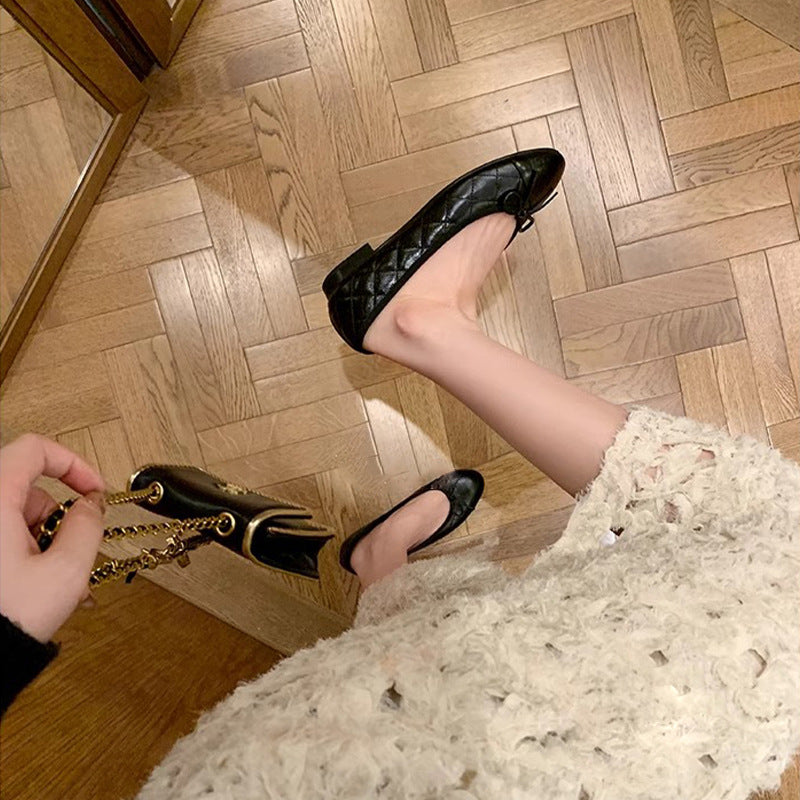 CHANEL Beige & Black Lambskin Ballet Flats | Luxury Flat Shoes for Women