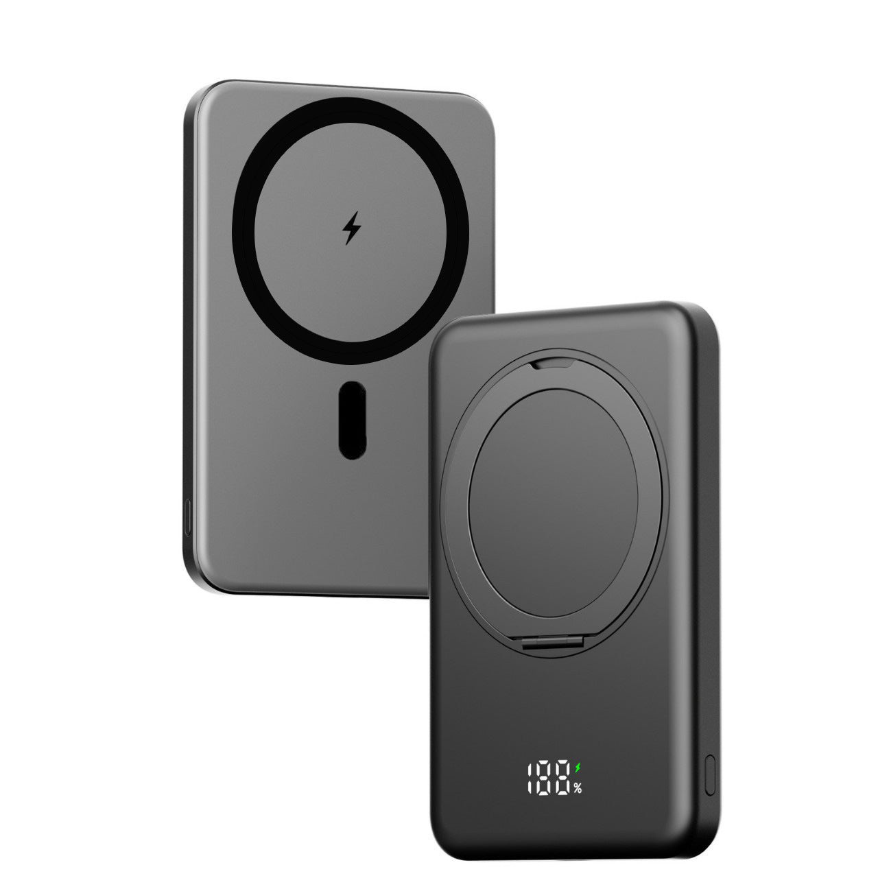 Magnetic Wireless Charging Power Bank with Kickstand & Ring Holder | MagSafe Compatible Portable Charger for iPhone