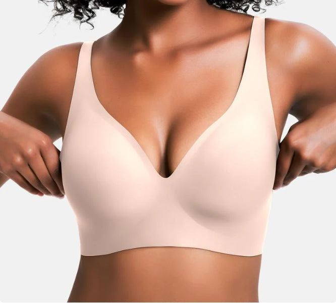 Women's Wireless Bralette with Adjustable Straps ? Seamless Deep V Comfort Bra in 7 Colors & Prints