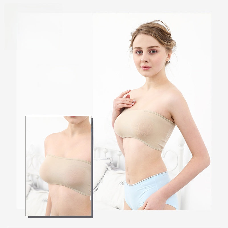 Women's Seamless Strapless Bandeau Bra | Wireless Tube Bra | Soft Stretch Strapless Crop Bra Top