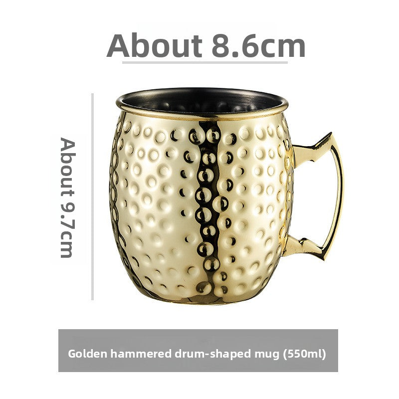 Hammered Moscow Mule Mug | Copper Rose Gold & Black Stainless Steel Cocktail Cup | Premium Bar Drinkware for Home & Party
