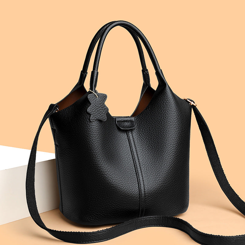 Black Pebbled Leather Hobo Bag with Crossbody Strap | Soft Slouchy Shoulder Tote