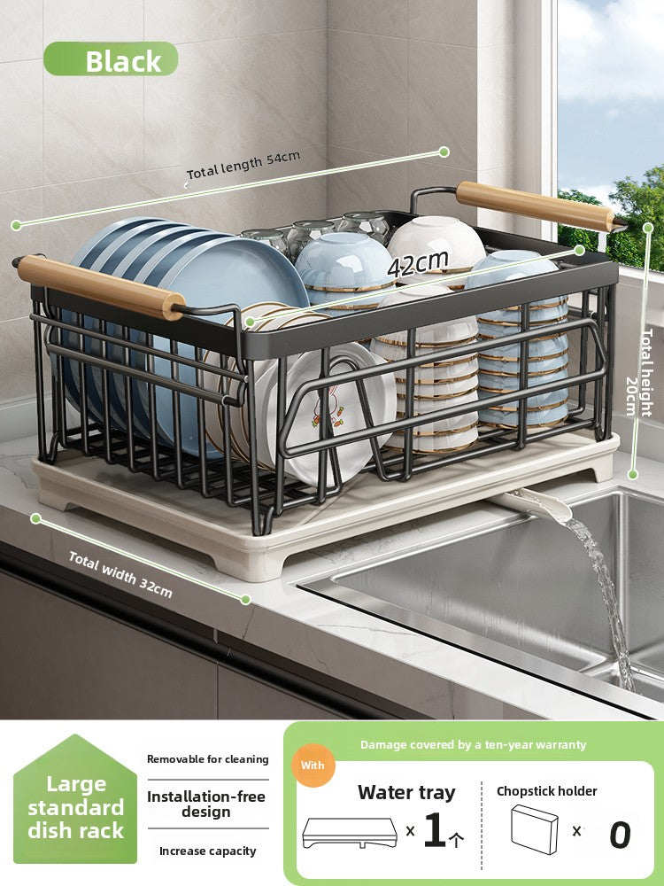2-Tier Dish Drying Rack with Drainage | Large Capacity Kitchen Organizer with Cutting Board, Knife & Chopstick Holder | Countertop Dish Drainer