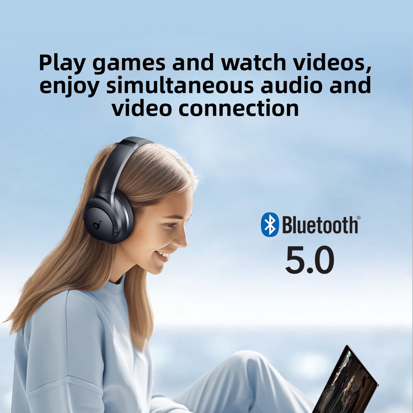 Soundcore by Anker Q20i Hybrid ANC Over-Ear Headphones ? 40H Playtime, Hi-Res Audio, Deep Bass, Bluetooth 5.0
