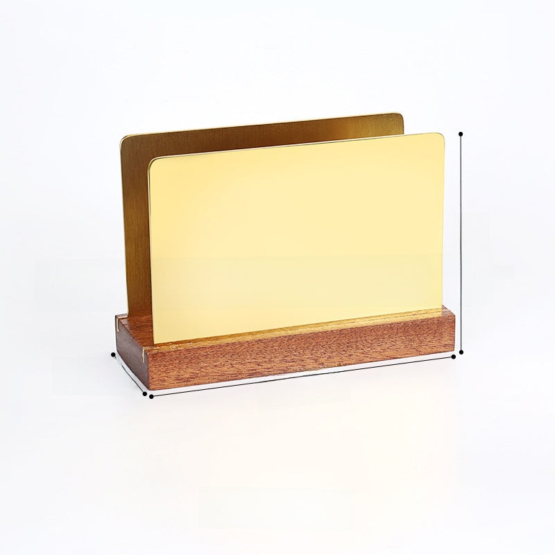 Gold & Walnut Wood Desk Organizer Set | Business Card Holder & Pen Cup | Luxury Office Accessories | Modern Minimalist Desktop Organizer