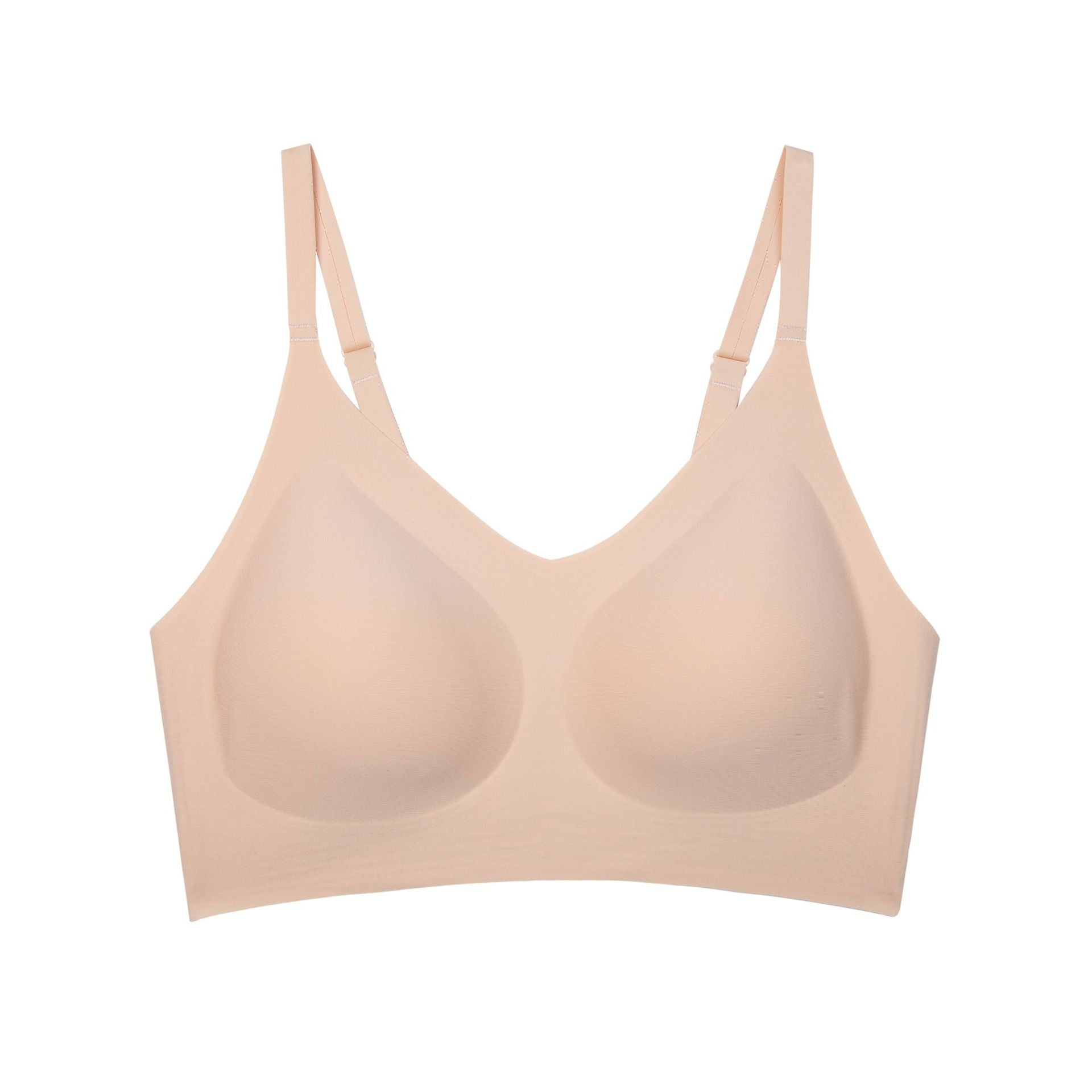 Women's Sage Green Seamless Wireless Bralette with Adjustable Straps, Back Hook and Deep V Neckline for Everyday Wear
