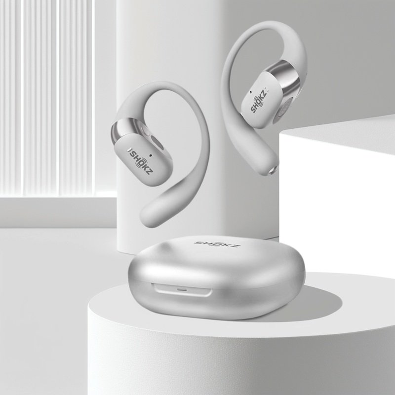 Shokz OpenFit Wireless Open Ear Earbuds Bluetooth 5.2 Secure Ear Hook Sport Headphones IPX5 Waterproof 28H Battery Awareness Safe Running Cycling Gym Commute iPhone Android