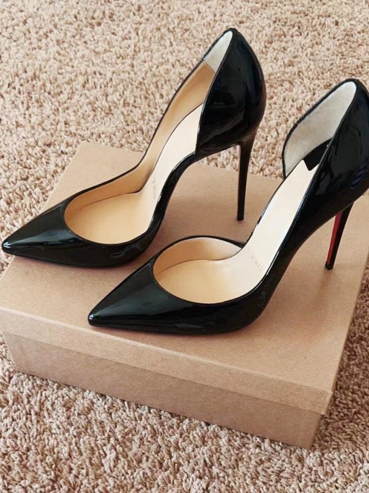 Nude Blush Patent Leather Pointed Toe D'Orsay Stiletto Pumps with Red Sole | Iconic Luxury Heels for Women