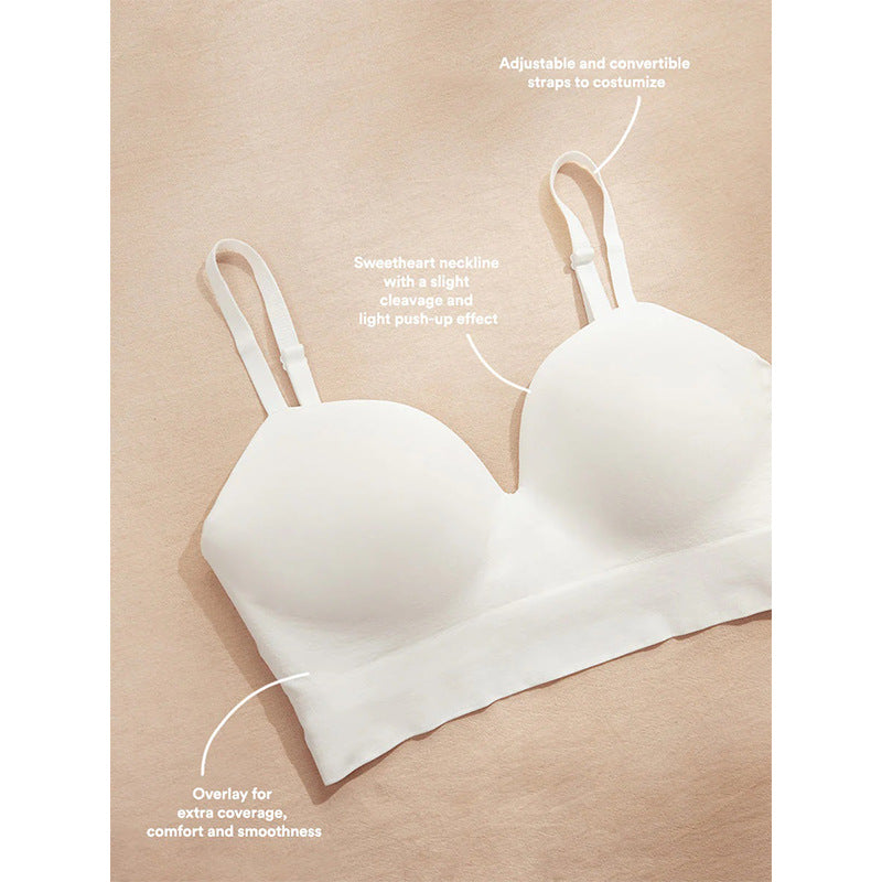 Seamless Wireless Push Up Bra | Women's Smooth V-Shape Comfort Bralette with Adjustable Straps