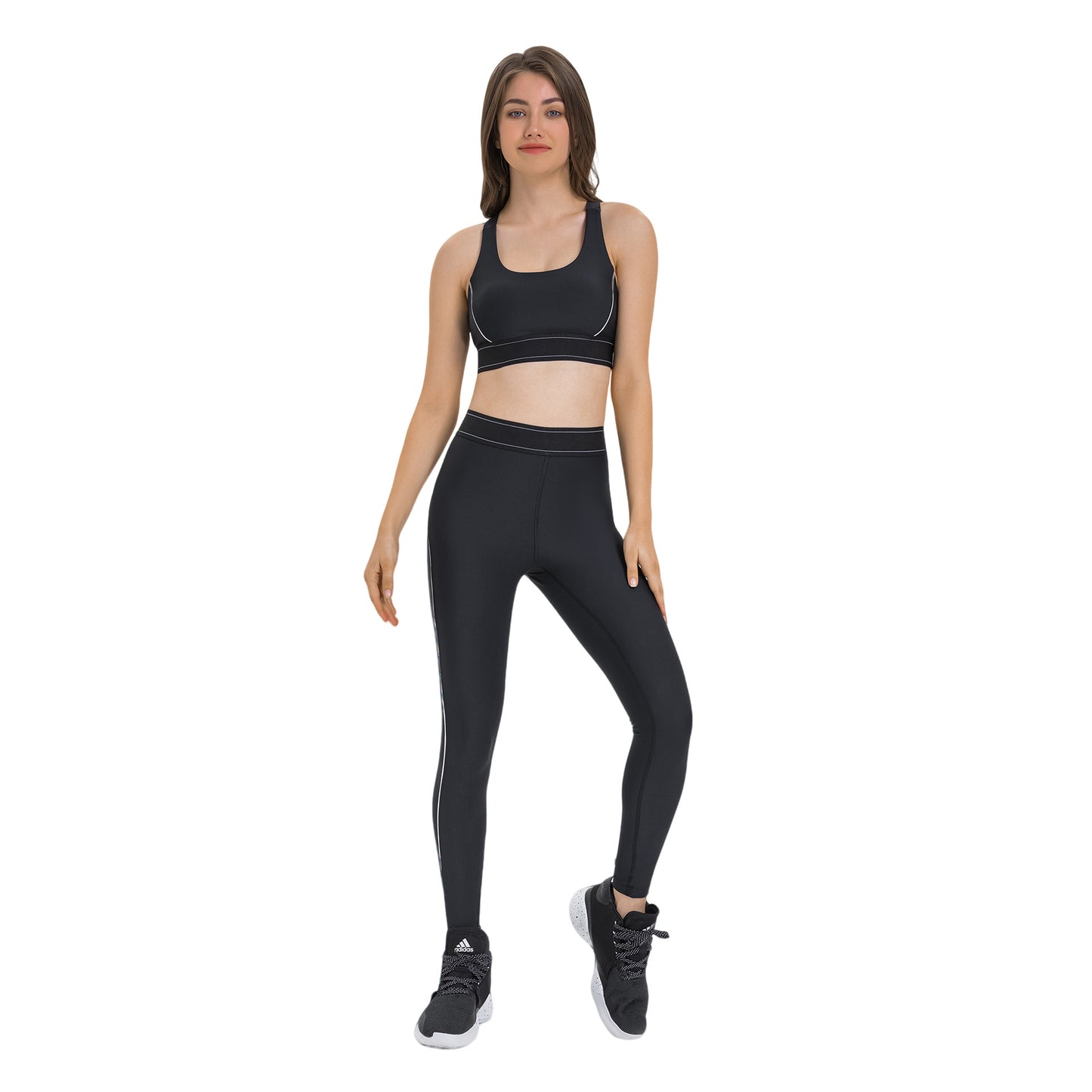 Black 2-Piece Activewear Set | High Waist Leggings & Racerback Sports Bra for Women