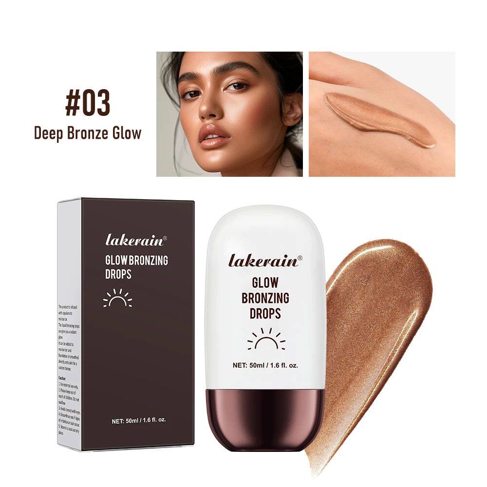 Lakerain Glow Bronzing Drops 50ml | Liquid Bronze Shimmer Highlighting Drops | Mix with Foundation or Apply Alone for Sun Kissed Radiant Glowing Skin | Face Body Bronzer Illuminating Serum for All Skin Tones