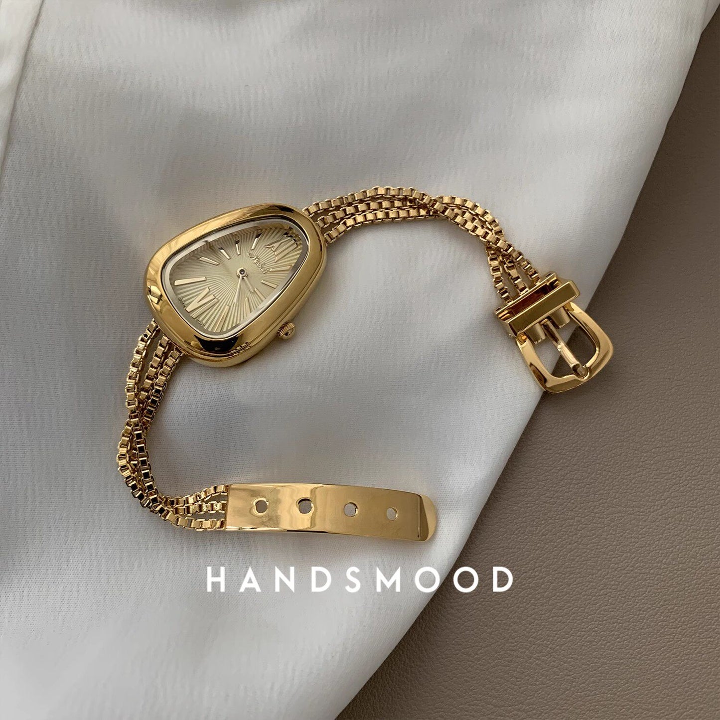 Women's Pearl Bracelet Watch | Double Strand Pearl Gold Crystal Clasp Mother of Pearl Roman Numeral Dial | Handsmood Elegant Jewelry Watch
